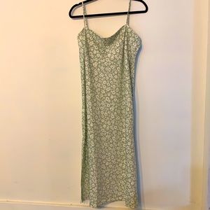 Beautiful sage green floral midi slip dress.